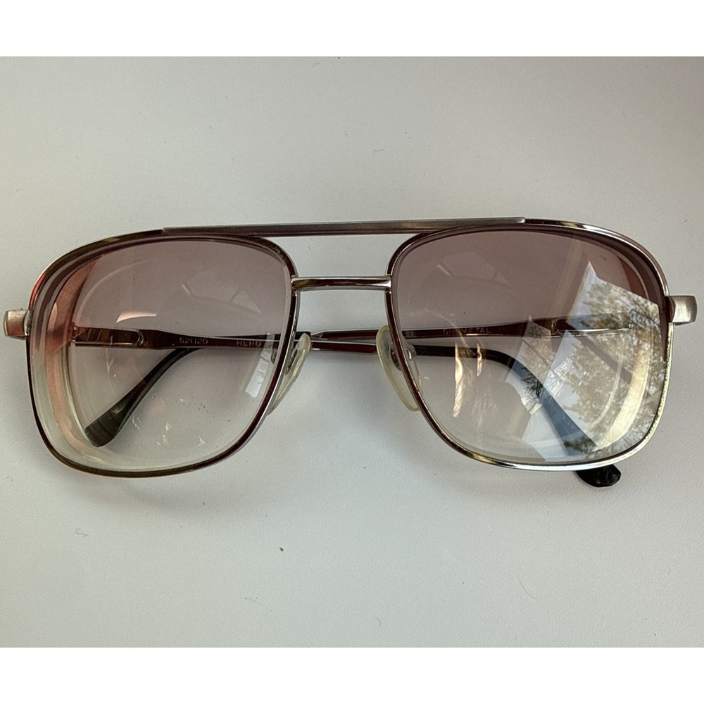 Vintage HERO eyeglass frames - Gunmetal Gray metal frames -52 20 - Rare Vintage